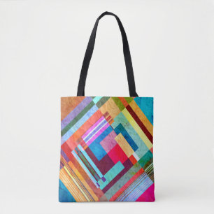 Geometrische abstracte, grafische kleurenachtergro tote bag