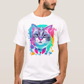 geometrische abstracte katten kleurrijk geometrisc t-shirt (Voorkant)