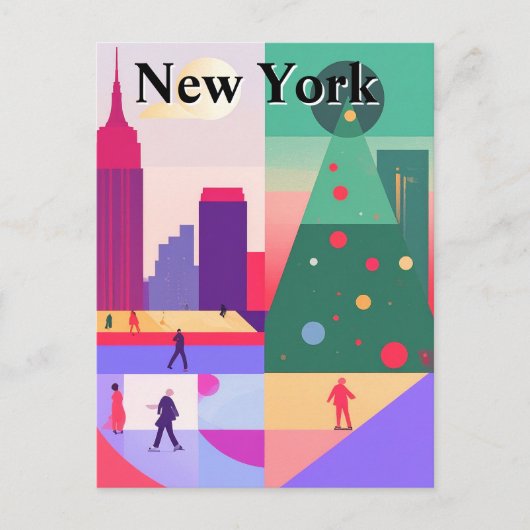 Geometrische Abstracte kerst New York City Reizen Briefkaart (Voorkant)