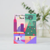 Geometrische Abstracte kerstgroeten New York Briefkaart (Staand voorkant)
