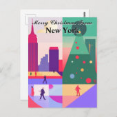 Geometrische Abstracte kerstgroeten New York Briefkaart (Voorkant / Achterkant)