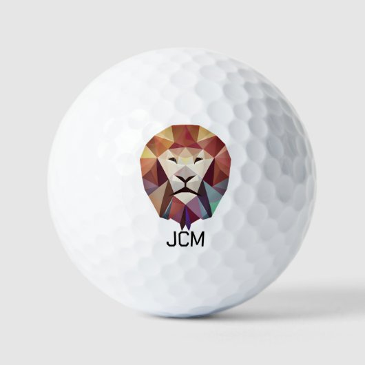 Geometrische Abstracte kleurrijke leeuw met monogr Golfballen (Voorkant)