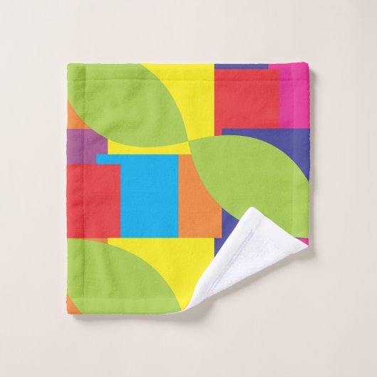 Geometrische Abstracte kleurrijke vierkant lederen Bad Handdoek (Wasdoekje)