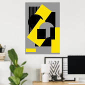 Geometrische abstracte kunst deco mash-up2 poster (Thuiskantoor)