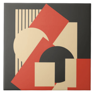 Geometrische abstracte kunst deco mash-up tegeltje