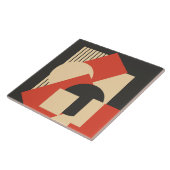 Geometrische abstracte kunst deco mash-up tegeltje (Zijkant)