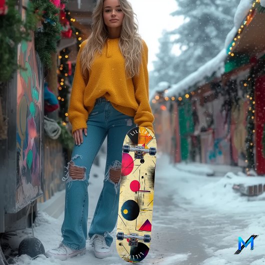 Geometrische Abstracte kunst in primaire kleuren m Persoonlijk Skateboard