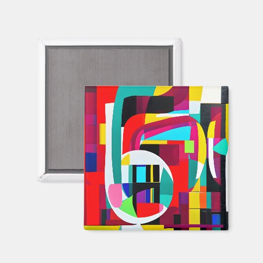 Geometrische Abstracte kunst Magneet (Voorkant / Achterkant)