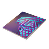 Geometrische abstracte kunst paarse lavender aquam tegeltje (Zijkant)