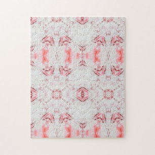 Geometrische abstracte kunst roze roos wit legpuzzel