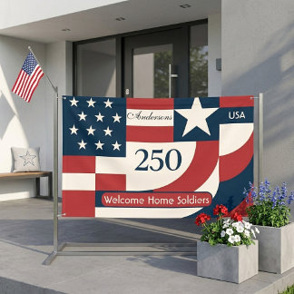 Geometrische Abstracte Kunst USA 250 Welkom Soldat Spandoek