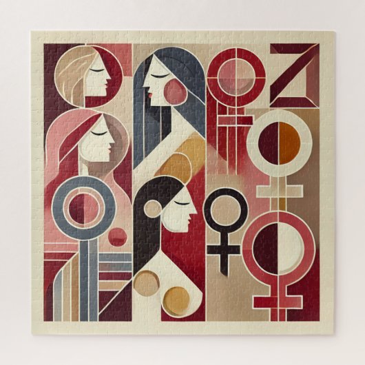 Geometrische Abstracte kunst viert vrouwen Legpuzzel (Verticaal)