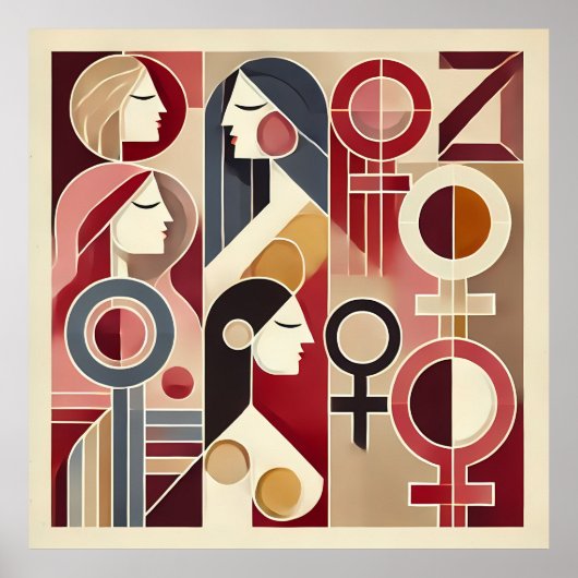 Geometrische Abstracte kunst viert vrouwen Poster (Voorkant)