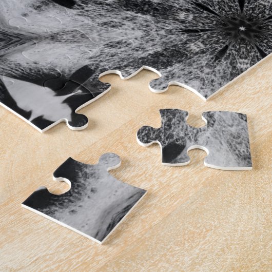 Geometrische abstracte kunst zwart-wit legpuzzel (Zijkant)