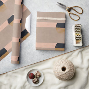 Geometrische Abstracte maan Lineair modern beige Cadeaupapier