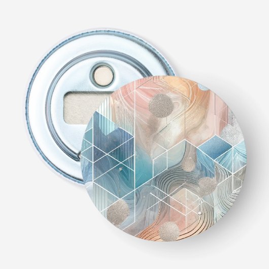 Geometrische Abstracte magneet - Modern ontwerp Button Flesopener (Voorkant)
