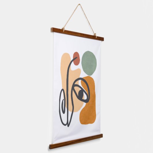 Geometrische abstracte minimale moderne pastel hangend wandkleed (Gebogen)