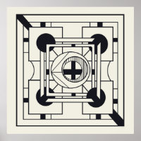 Geometrische Abstracte Moderne Kunst in Cream & Ei