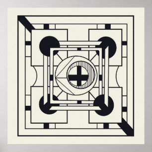 Geometrische Abstracte Moderne Kunst in Cream & Ei Poster