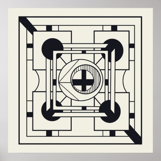 Geometrische Abstracte Moderne Kunst in Cream & Ei Poster (Voorkant)