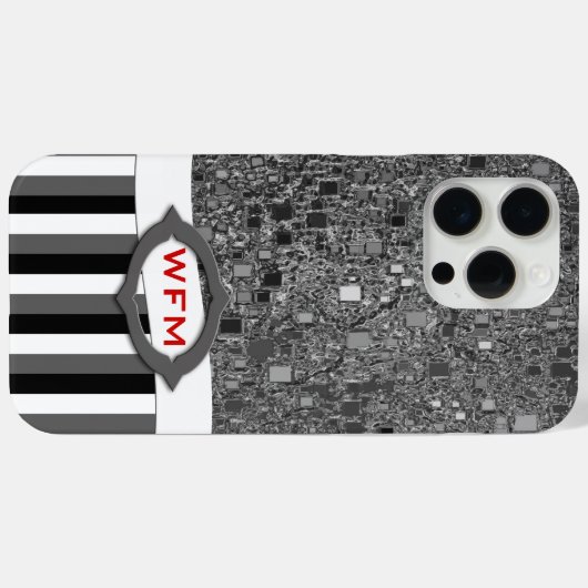 Geometrische Abstracte monogram zwarte witte strep Case-Mate iPhone Case (Achterkant (horizontaal))