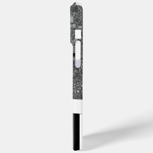 Geometrische Abstracte monogram zwarte witte strep Case-Mate iPhone Case (Achterkant / Links)