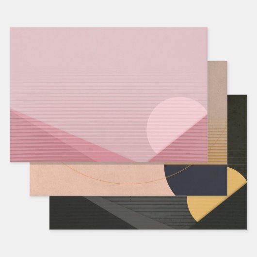 Geometrische Abstracte moonpiramide Modern Chic 3  Inpakpapier Vel (Set)