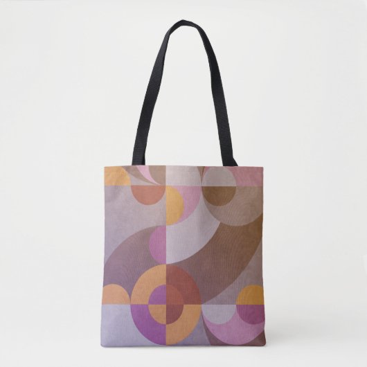 Geometrische abstracte omcirkels met oprolbare kle tote bag (Voorkant)