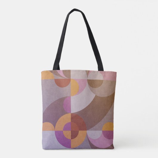 Geometrische abstracte omcirkels met oprolbare kle tote bag (Achterkant)