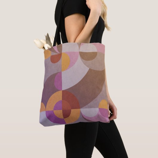 Geometrische abstracte omcirkels met oprolbare kle tote bag (Dichtbij)