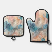 Geometrische Abstracte Oven Mitt & Pot Holder Set (Voorkant)
