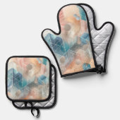 Geometrische Abstracte Oven Mitt & Pot Holder Set (Voorkant / Achterkant)
