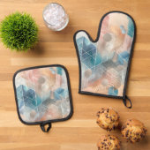 Geometrische Abstracte Oven Mitt & Pot Holder Set (Top down)