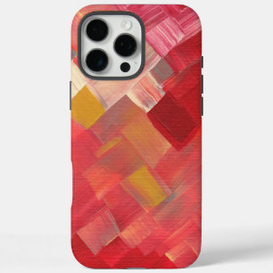 Geometrische Abstracte Penseelstreken Rood, Roze & iPhone 16 Pro Max Hoesje