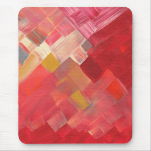 Geometrische Abstracte Penselen Rood, Roze & Goud Muismat
