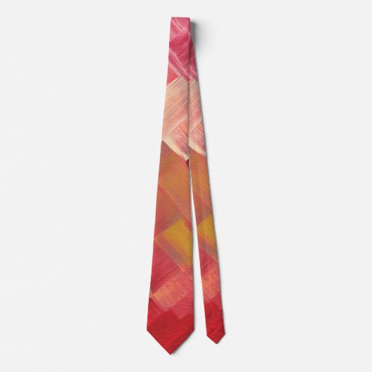 Geometrische Abstracte Penselen Rood, Roze & Goud Stropdas (Voorkant)
