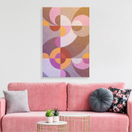 Geometrische abstracte retro cirkels Kleurrijk pat Canvas Afdruk