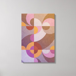 Geometrische abstracte retrorecirkels Kleurig patr Canvas Afdruk