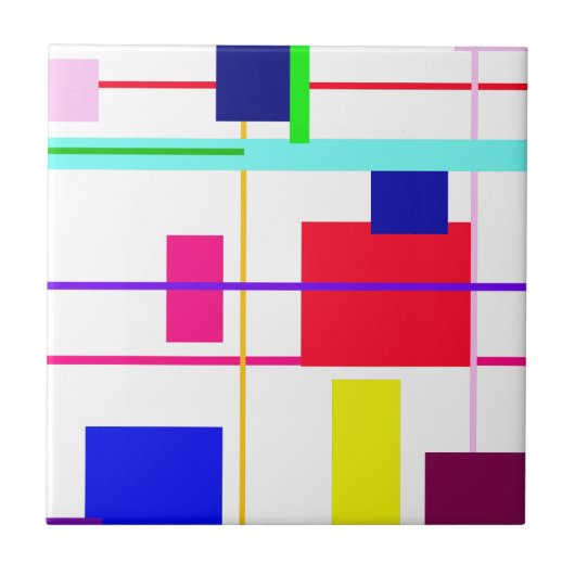 Geometrische Abstracte rode vierkant Tegeltje (Voorkant)