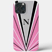 Geometrische Abstracte roze zwarte witte monogram Case-Mate iPhone Case (Achterkant)