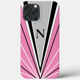 Geometrische Abstracte roze zwarte witte monogram Case-Mate iPhone Case
