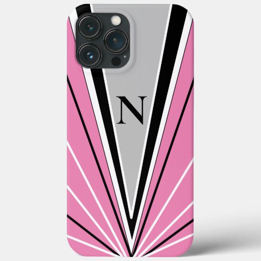 Geometrische Abstracte roze zwarte witte monogram Case-Mate iPhone Case (Achterkant)