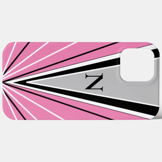 Geometrische Abstracte roze zwarte witte monogram Case-Mate iPhone Case (Achterkant (horizontaal))