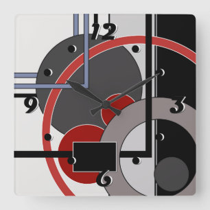 Geometrische abstracte schildergeometrie voor zwar vierkante klok
