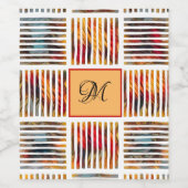 Geometrische Abstracte Stripe Patroonmonogram Wijn Etiket (Enkel label)