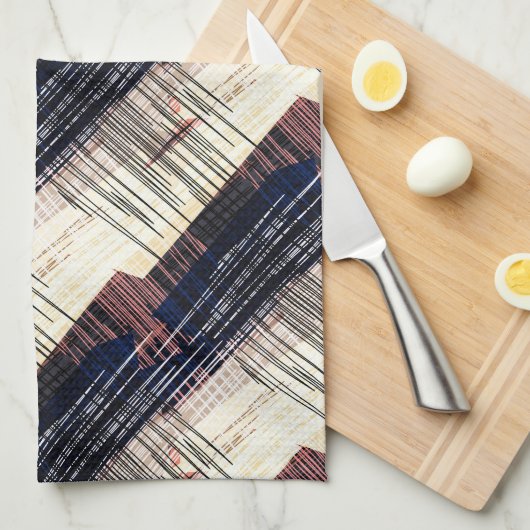 Geometrische abstracte strippen theedoek (Quarter Fold)