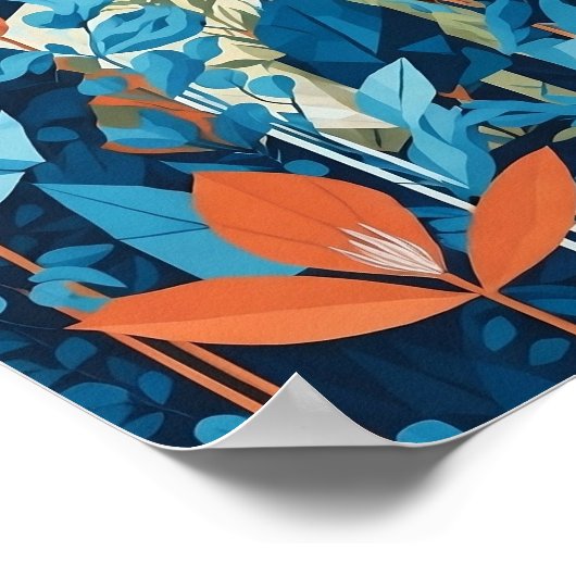 Geometrische abstracte tuin, ai art, DOWNLOADBAAR, Poster (Hoek)