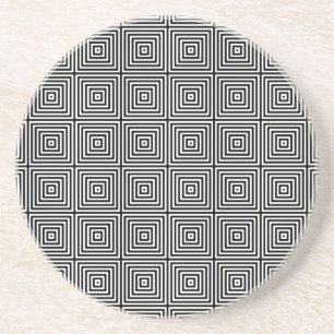 Geometrische Abstracte vierkantjes in zwart-wit Zandsteen Onderzetter