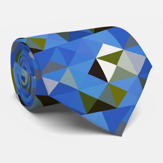 Geometrische Abstracte vierkantjes Pixel Blue Stro Stropdas (Opgerold)