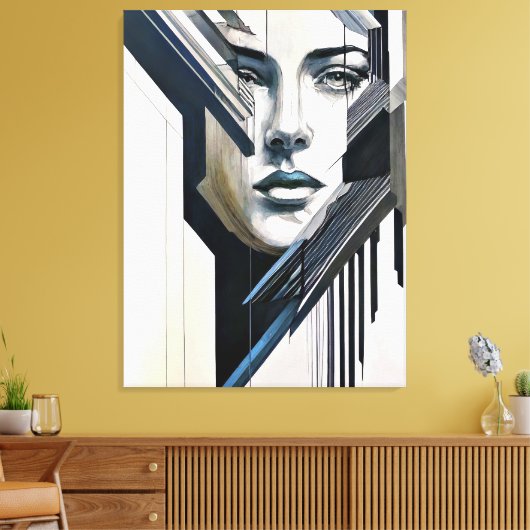 Geometrische abstracte vrouw canvas afdruk (Insitu (Woonkamer))